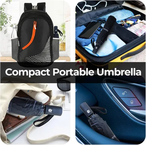 Vista 7 de LLanxiry Compact Travel Umbrella, 44" Canopy, Automatic OpenClose Windproof Umbrella, 210T Pongee, 8-Rib Fiberglass, Travel Size Mini, Portable