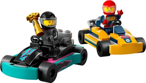 Vista 5 de LEGO City Go-Karts y Pilotos de Carreras Set de Juguetes, 2 Minifiguras de Piloto, Juguetes de Vehículos de Carreras, Divertido Regalo de Juguete