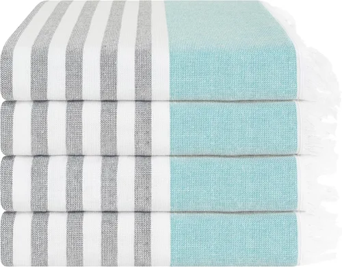 Vista 2 de American Soft Linen Toallas de playa peshtemal turcas 100% algodón, tamaño 35 x 60 pulgadas, paquete de 4 toallas de natación para toallas de playa