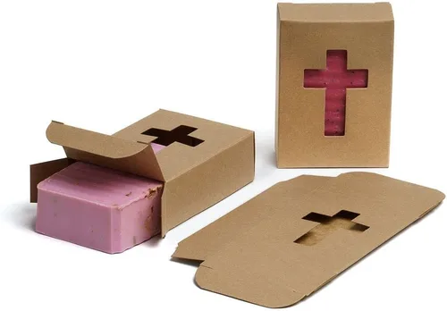 Vista 4 de Caja de jabón con ventana cruzada negra de 1,000 CYP - Embalaje de jabón casero - Suministros para hacer jabón - Hecho en Estados Unidos! - Caja