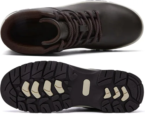 Vista 4 de Botas de senderismo ligeras para hombre, resistentes al agua, de tobillo medio, para trabajo, casual, senderismo, senderismo, exteriores