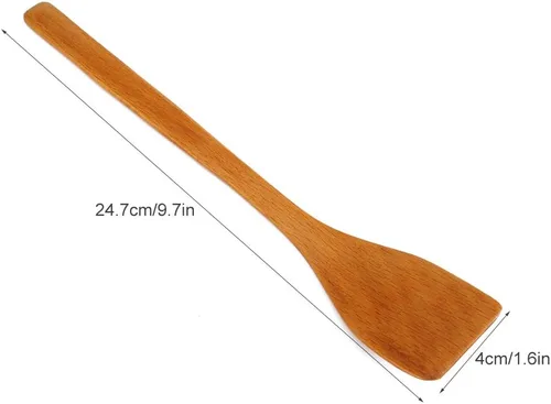 Vista 7 de Espátula de madera antiadherente para cocinar, espátula de madera frita, utensilios de cocina de 9.7 x 1.6 in (color claro)