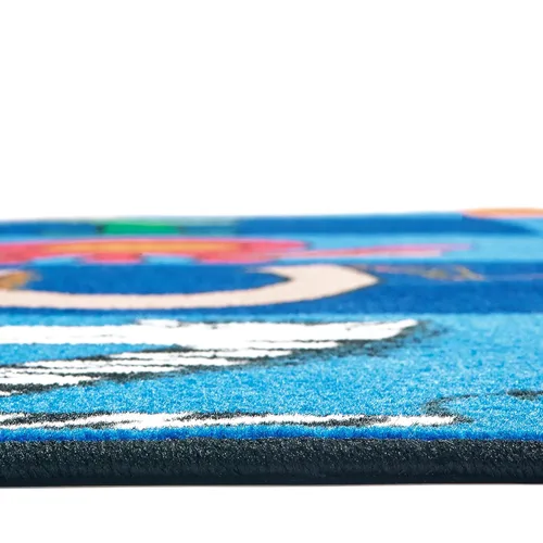 Vista 3 de Carpets for Kids 5506 A a Z Animales Literacy - Alfombra de asiento para aula, 6 pies 9 pulgadas x 9 pies 5 pulgadas, ovalada, color azul