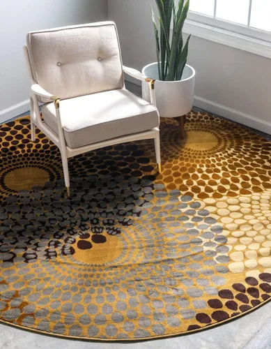 Vista 7 de Unique Loom Barista Collection - Alfombra de área Java (6 pies 1 pulgada, redonda, beige/negro)