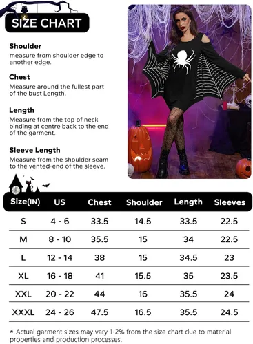 Vista 6 de Maisolly Vestido de disfraz de alas de murciélago de Halloween con hombros descubiertos para mujer