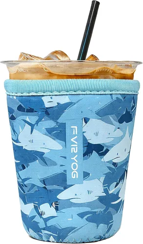 Vista 125 de Fundas de neopreno reutilizables aisladas para café helado, fundas para tazas de café helado, fundas para bebidas heladas y calientes