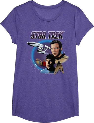 Vista 35 de Star Trek Original Series Vintage Enterprise T-Shirt Baby Blue