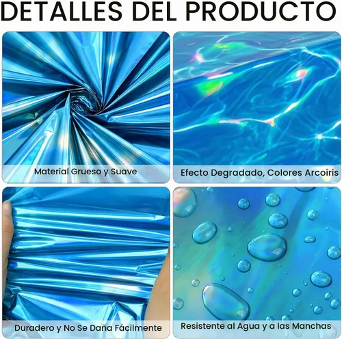 Vista 5 de 3 Piezas Manteles de Ondas Oceánicas Iridiscentes, 54 x 108 Pulgadas Mantel de Mesa de Plástico Desechable del Océano, Manteles con Estampado