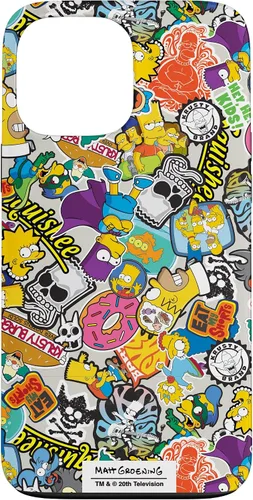 Vista 23 de Funda de collage de pegatinas para iPhone 14 Pro Max de Los Simpson