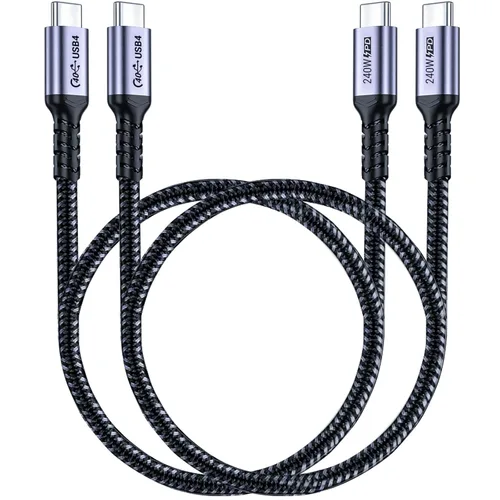 Vista 15 de Paquete de 2 cables USB 4 de 1 pie, cable USB C a USB C de 240 W, transferencia de datos de alta velocidad de 40 Gbps y salida de video de pantalla