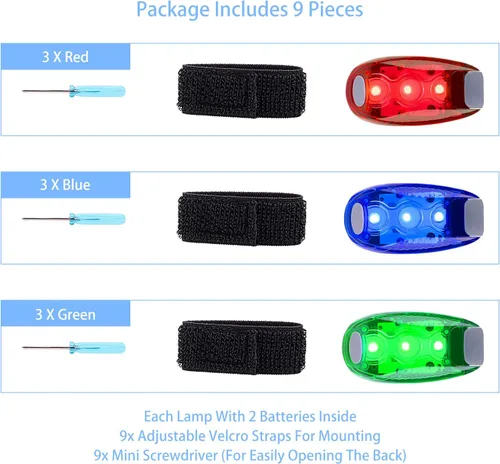 Vista 4 de 12 Pack Led Safety Light, Safety Light, High Visibility Strobe Running Lights Used for Bicycle, Walking Etc. Clip-On Running Lights Clip to Clothes
