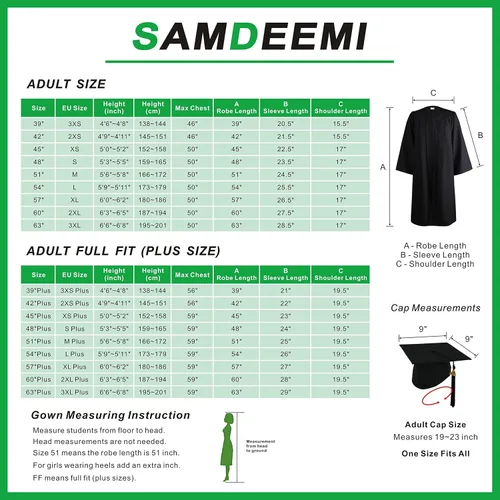 Vista 6 de SAMDEEMI Juego de bata de graduación mate unisex para adultos, con borlas, para escuela secundaria y licenciatura, 10