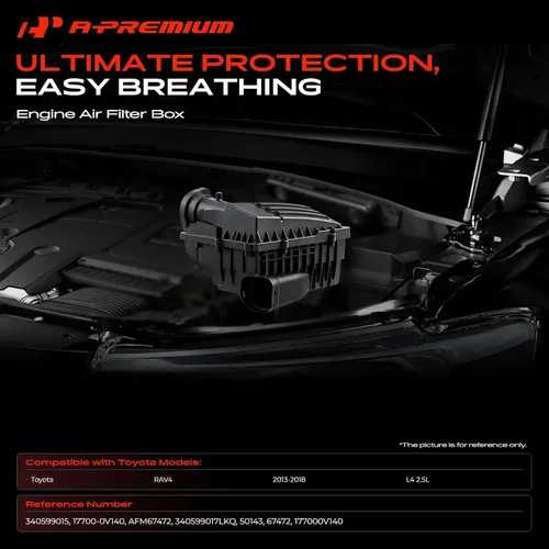 Vista 2 de A-Premium Caja de filtro de aire del motor sin filtro de aire compatible con Toyota RAV4 2013-2018, L4 2.5L, repuesto # 17700-0V140, 177000V140