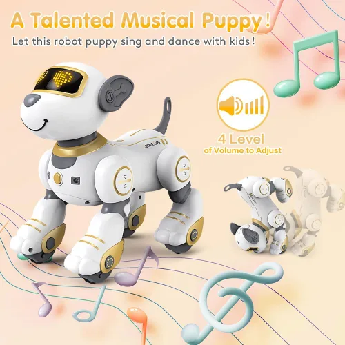 Vista 3 de VATOS Juguete de Perro Robot con Control Remoto para Niños - Perro Robot Inteligente Programable de 17 Funciones con Toque e Seguimiento, Perro