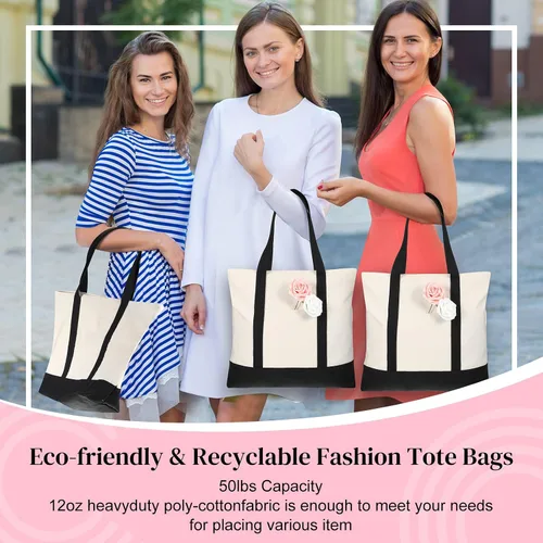 Vista 7 de Sherr Bolsa de lona a granel, 21 pulgadas de algodón en blanco con cremallera de bolsillo para transferencia de calor, regalos para mujeres y madres