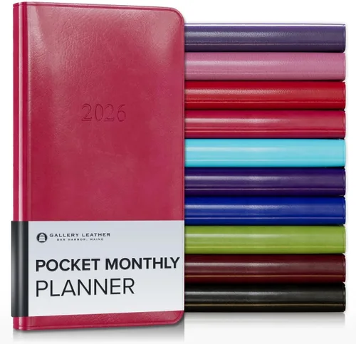 Vista 75 de Gallery Leather Agenda mensual grande 2026-2027 Acadia Navy Acadia Marina