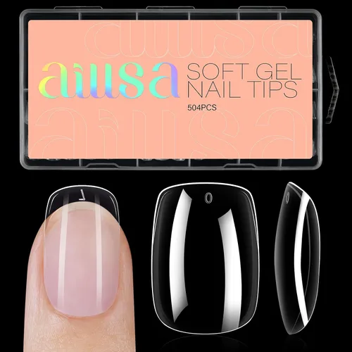 Vista 10 de AILLSA - Puntas de uñas de almendra medianas, 216 puntas de gel transparentes para bricolaje Full Cover, No Extra Filing Needed, Nails Extension