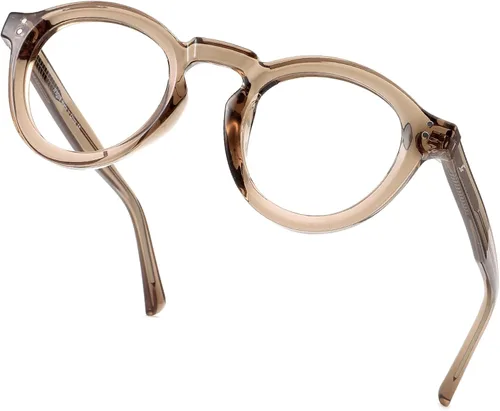 Vista 23 de Blue Light Blocking Glasses for Women Men Metal Round Frame Gris (Smoke Grey)
