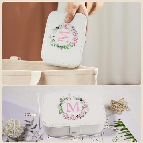 Vista 3 de Joyero de viaje para niñas, joyero, portátil, organizador de joyas, regalo para mujeres, mamá, hija, amigas, damas de honor, adolescentes, niñas