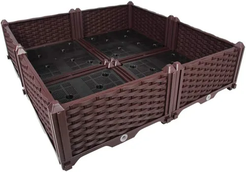 Vista 43 de BAOYOUNI - Juego de jardinera cuadrada para interiores o exteriores, maceta de plástico, caja de cultivo para verduras frescas, hierbas, flores