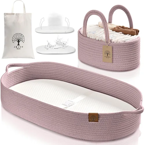 Vista 14 de Cesta cambiador de bebé incluye pañalera, suave e impermeable, de doble cubierta, portátil, cambiador para tocador y cambiador, regalo para baby
