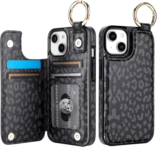 Vista 10 de HAOPINSH Funda tipo cartera con tarjetero para iPhone 14/13, diseño de Girasoles Bandera Americana