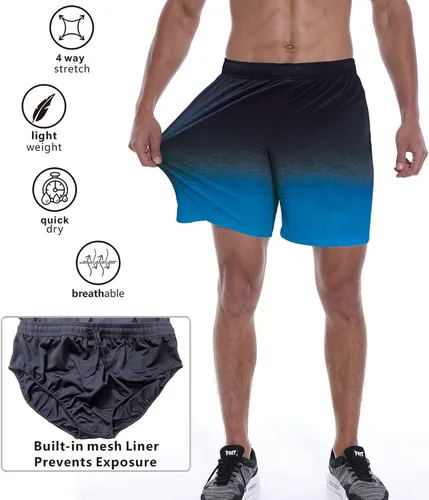 Vista 3 de YILOHKAH Pantalones cortos de entrenamiento para hombre 7 pulgadas secado rápido para gimnasio atletismo con bolsillo con cremallera