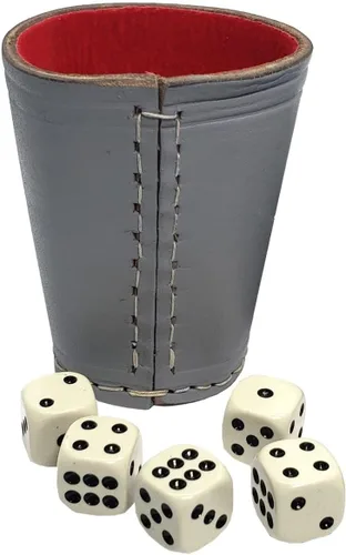 Vista 17 de Cyber-Deals - Taza compacta de cuero genuino para dados + dados con bolsa de almacenamiento de terciopelo negro