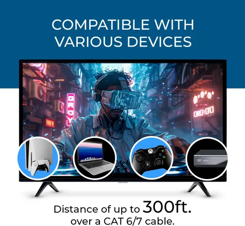 Vista 8 de Extensor HDMI OREI 8K@30Hz Balun HDBaseT 300ft - VRR, HDR, CEC, IR, RS-232 Extensor HDMI 4K, HDBaseT 4K 120Hz - 40Gbps FRL, Dolby Vision, HLG