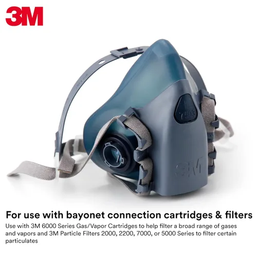 Vista 6 de 3M Respirador reutilizable, pieza de media cara 7501, use con cartuchos / filtros de bayoneta (no incluidos) para gases, vapores, polvo