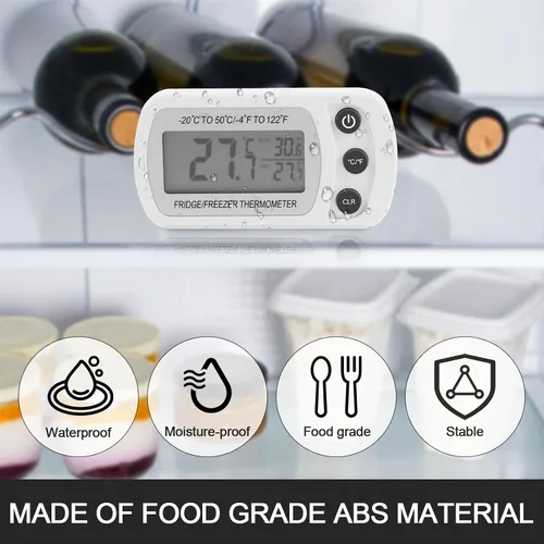 Vista 3 de Paquete de 4 termómetros para nevera, termómetro digital para refrigerador, termómetro digital impermeable para sala de congelador con pantalla LCD