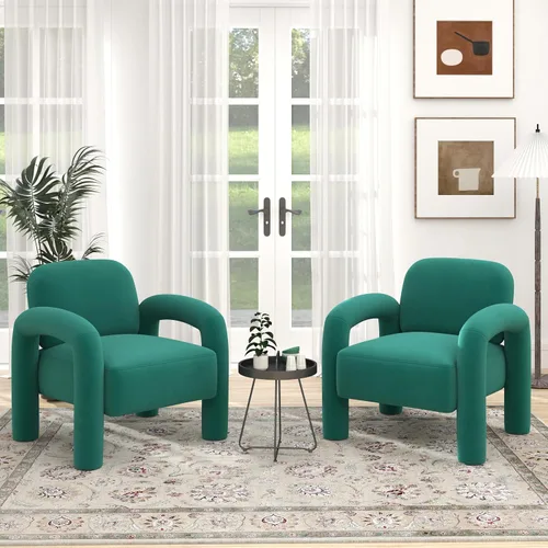 Vista 20 de Silla decorativa moderna, cómoda silla tapizada de terciopelo, acogedora silla individual de tocador, silla de barril copetudo, silla de lectura