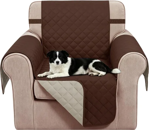 Vista 54 de Fundas para Silla Reclinable Reversibles Funda de Sofá para Mascotas Protector de Muebles Lazy Boy (Silla 23'', Beige/Beige)