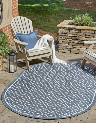 Vista 39 de Unique Loom Outdoor Trellis Collection - Alfombra de área Kafes (2 x 6 pies 1 pulgada, gris/marfil)