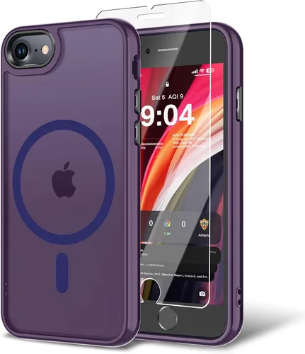 Vista 76 de Funda para iPhone 11 con protector de pantalla, compatible con MagSafe, ultra delgada, translúcida, mate, a prueba de golpes, color negro