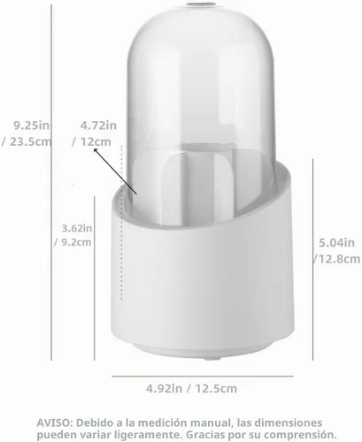 Vista 5 de Fantasee Organizador de brochas de maquillaje giratorio de 360°, almacenamiento de 7 compartimentos con cubierta transparente a prueba de polvo