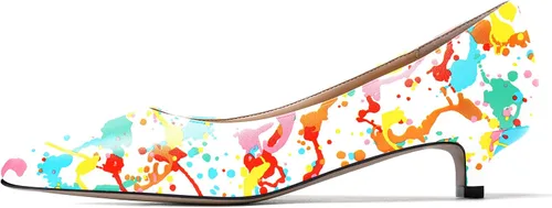 Vista 2 de WAYDERNS Zapatos de tacón bajo mate para mujer, con puntera puntiaguda, 1.5 pulgadas