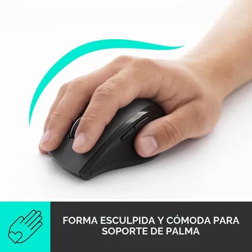 Vista 2 de Ratón inalámbrico Logitech M705 Marathon, ratón inalámbrico para juegos, receptor USB-A de 2.4 GHz, 5 botones programables, batería de 3 años, PC