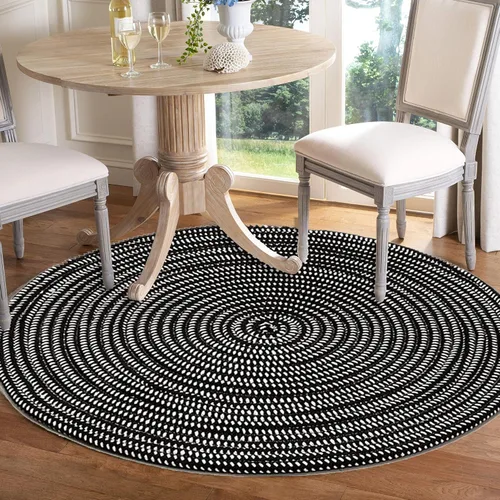 Vista 3 de Alfombras Redondas Tejidas a Mano para Sala de Estar, Dormitorio, Estudio, Cojín Base para Silla de Computadora, Alfombra Redonda, Elevador