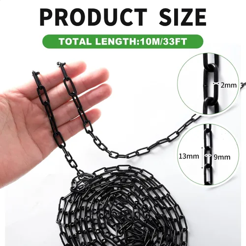 Vista 2 de Cadenas colgantes de metal de 33 pies 1/12" Cadena de fijación decorativa Cadena ligera de utilidad para colgar plantas, cesta, lámpara, candelabro