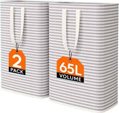 Vista 25 de Lifewit Cestas de lavandería grandes de 75 litros, bolsas para cestas de Beige