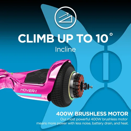 Vista 3 de Hover-1 All-Star Hoverboard 7MPH velocidad máxima, rango 7MI, motor dual de 200 W, recarga de 5 HR, peso máximo de 220 libras, ruedas LED y faros
