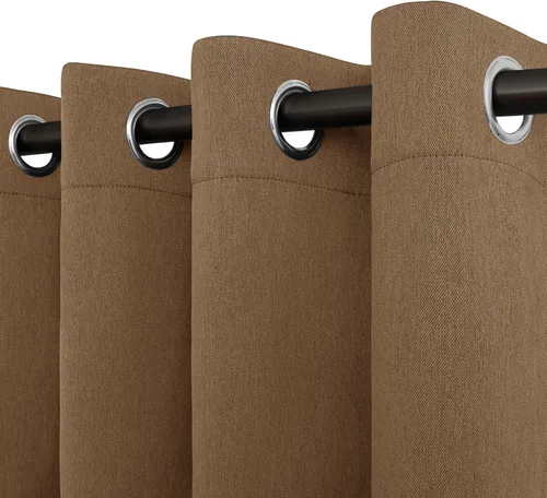 Vista 23 de Easy-Going - Cortinas opacas con aspecto de lino para oscurecer la habitación, con ojales para ventana, cortinas para dormitorio, sala de estar