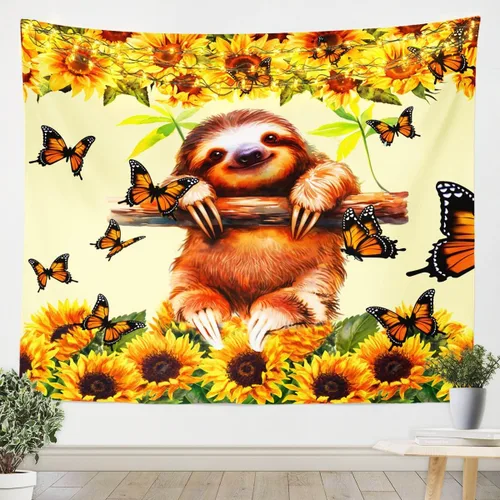 Vista 4 de Feelyou Tapiz de zorro ártico, tapiz para colgar en la pared para niños y niñas, bonito tapiz de pared de animales salvajes, arte de pared