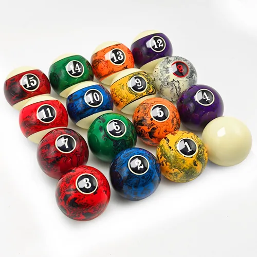 Vista 2 de Juego de bolas de billar de estilo remolino de mármol profesional de 2 1/4 pulgadas para mesa de billar, juego completo de 16 piezas de bolas