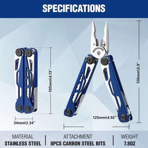 Vista 2 de WORKPRO Mutitool 24 en 1, alicates multiherramienta de acero inoxidable con navaja de bolsillo y destornilladores, multiherramienta EDC