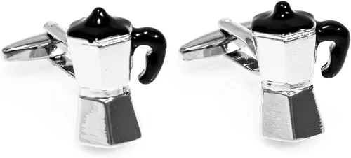 Vista 3 de MRCUFF Par de gemelos para cafetera italiana expresso en una caja de regalo de presentación y paño de pulido