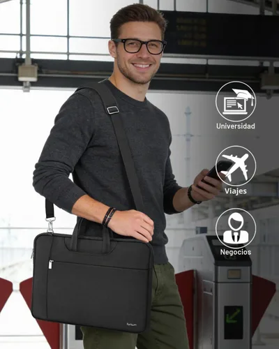 Vista 4 de Ferkurn Laptop Case Bag for Women Men Briefcase Messenger Bag, 15.6 16 Inch Negro