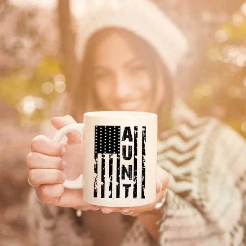 Vista 6 de Kropsis Taza de café de cerámica con diseño de bandera americana para familiares y amigos, color blanco