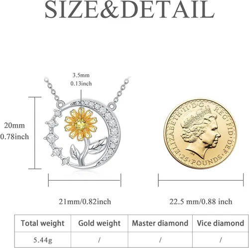 Vista 4 de VONALA Sterling Silver SunflowerRose CrossRoseLotus FlowerHonney BeePineapple Necklace for Women Flower Pendant Necklace Gifts for Girlfriend Wife